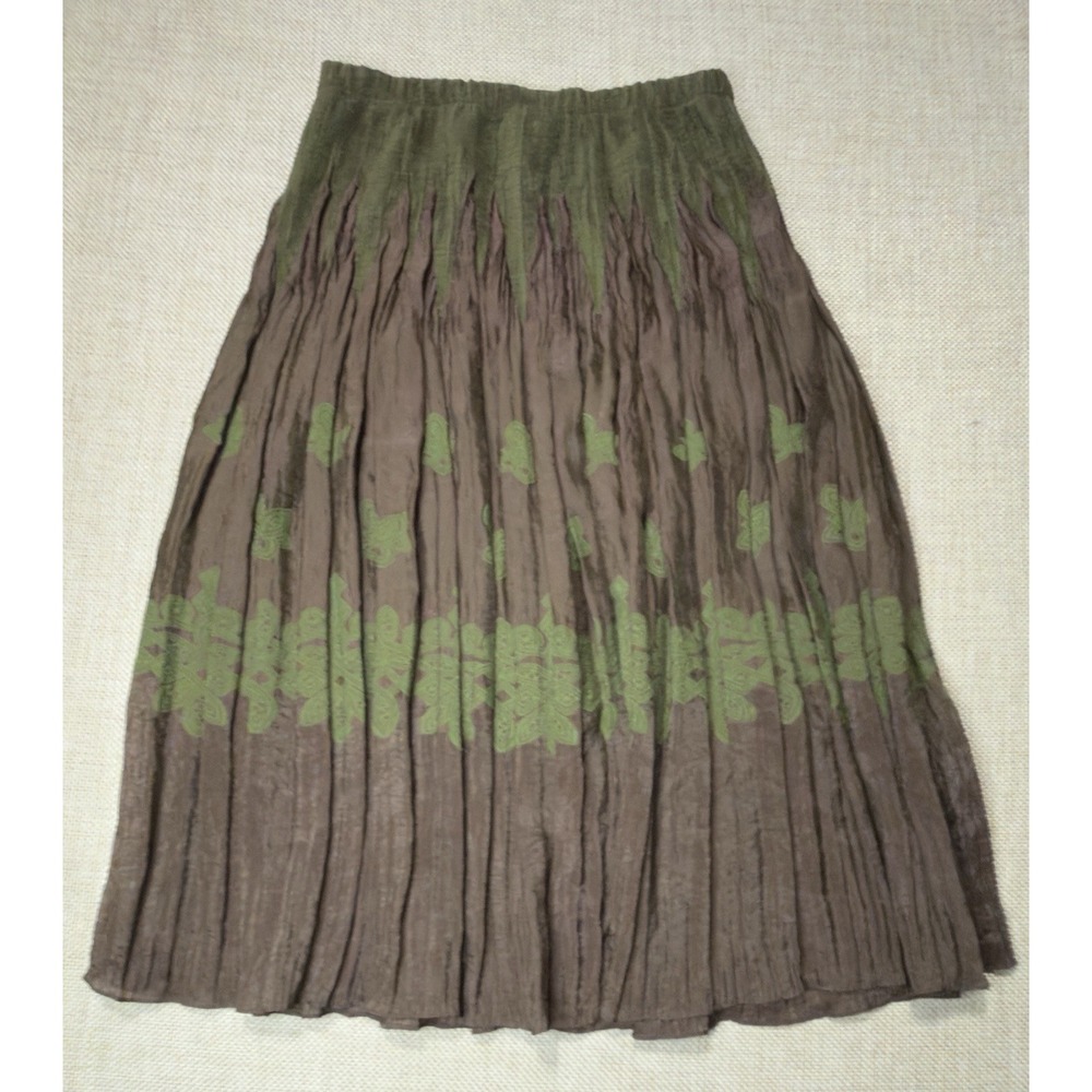 Dress Barn Chocolate Brown Maxi 16 Celtic Green Crinkled Forest Fairy Whimsigoth